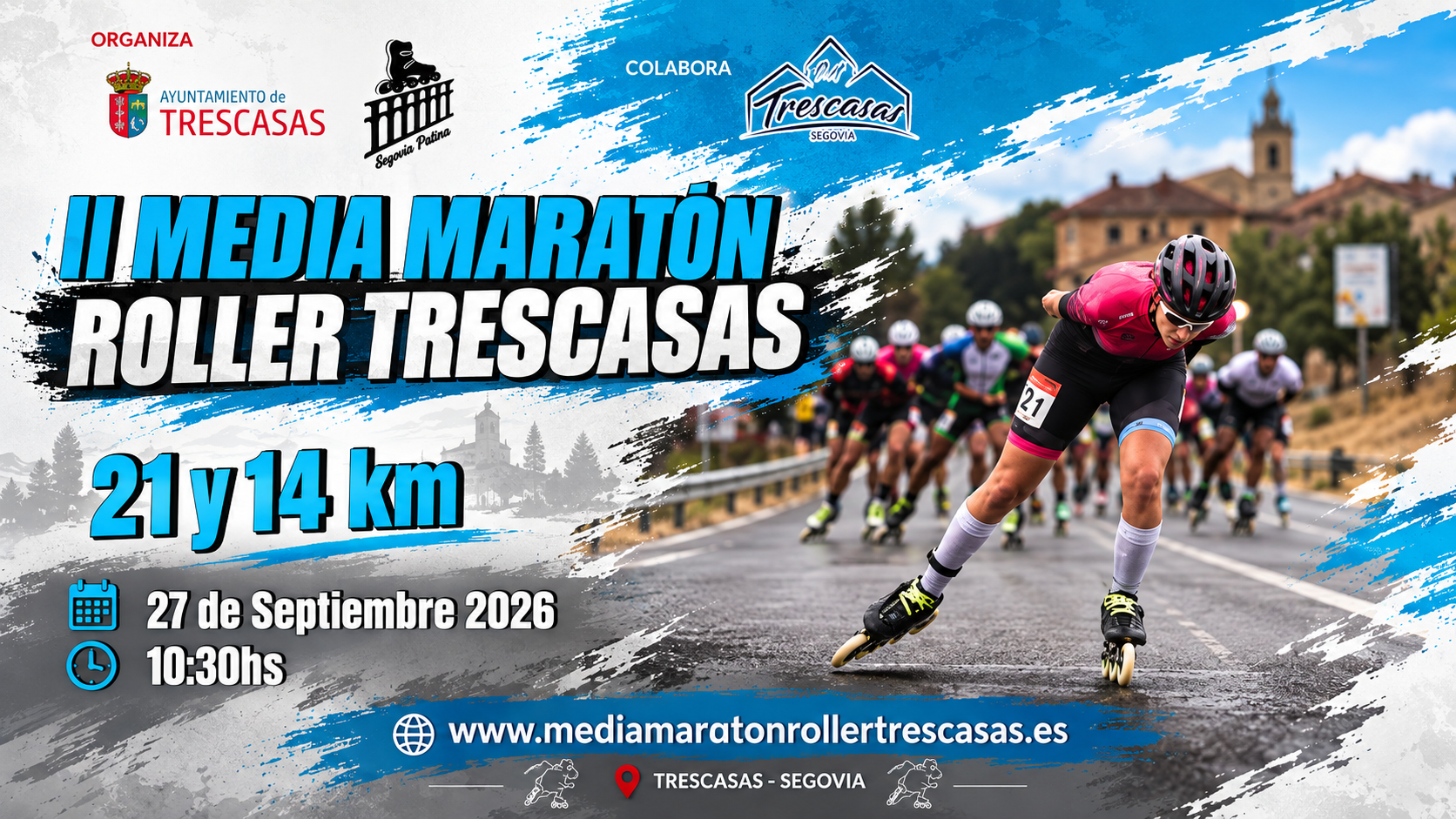 Trescasas se vuelca con el patinaje: Hugo Martín Arranz y Garazi Ganuza brillan en la II Media Maratón Roller 2026 — General · RollerZone